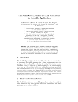 The Nordugrid Architecture and Middleware for Scientific Applications