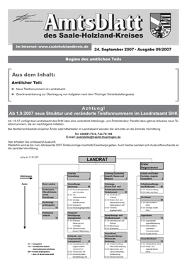 Aus Dem Inhalt: Amtlicher Teil