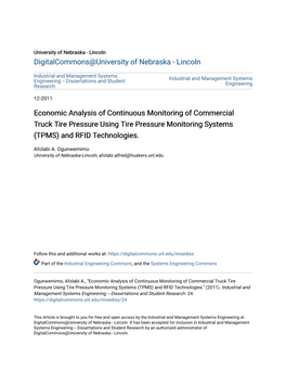 Economic Analysis of Continuous Monitoring of Commercial Truck Tire Pressure Using Tire Pressure Monitoring Systems (TPMS) and RFID Technologies