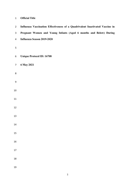 Statistical Analysis Plan