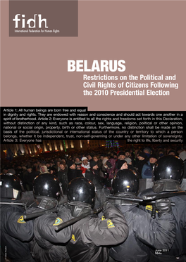 BELARUS Restrictions on the Political and Civil Rights of Citizens Following the 2010 Presidential Election