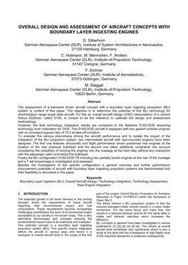 Overall Design and Assessment of Aircraft Concepts with Boundary Layer Ingesting Engines