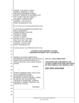 Zoran Corporation Securities Litigation 06-CV-04843-Consolidated