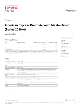 American Express Credit Account Master Trust (Series 2019-4)