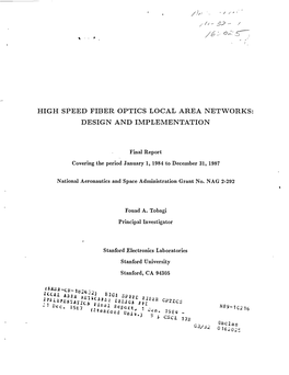 High Speed Fiber Optics Local Area Networks