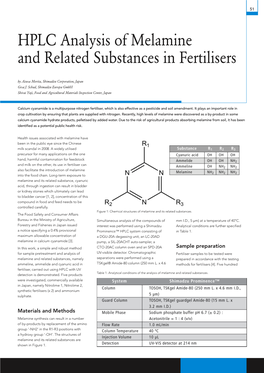 HPLC Analysis of Melamine and Related Substances in Fertilisers