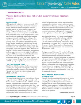 Volume Doubling Time Does Not Predict Cancer in Follicular Neoplasm Nodules