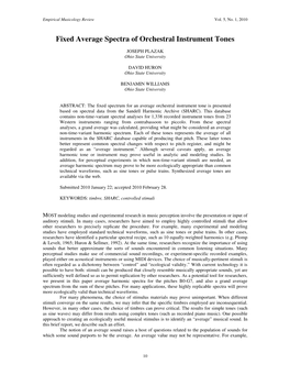 Fixed Average Spectra of Orchestral Instrument Tones