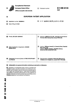 Antiparasitic Non-Aqueous Formulation Containing an Avermectin Or Milbemycin