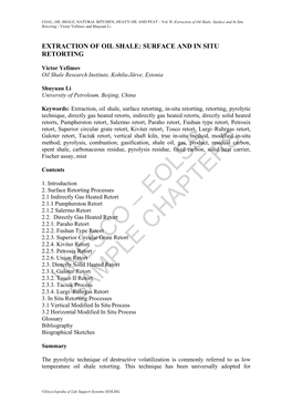 Extraction of Oil Shale: Surface and in Situ Retorting - Victor Yefimov and Shuyuan Li