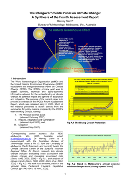 The Intergovernmental Panel on Climate Change: a Synthesis of the Fourth Assessment Report Harvey Stern* Bureau of Meteorology, Melbourne, Vic., Australia