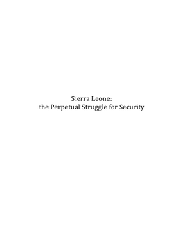 Sierra Leone: the Perpetual Struggle for Security