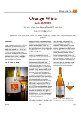 Orange Wine Lucija BILANDŽIĆ