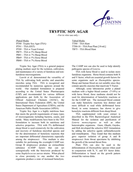 TRYPTIC SOY AGAR - for in Vitro Use Only