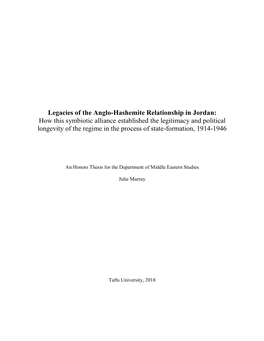 Legacies of the Anglo-Hashemite Relationship in Jordan