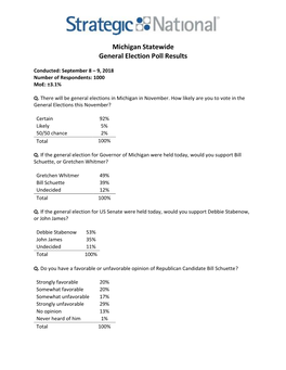 Michigan Statewide General Election Poll Results