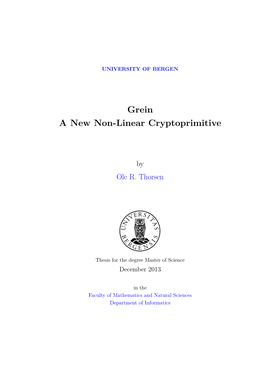 Grein a New Non-Linear Cryptoprimitive