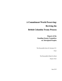 A Commitment Worth Preserving: Reviving the British Columbia Treaty Process