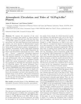 Atmospheric Circulation and Tides Of