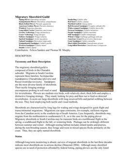 Migratory Shorebird Guild