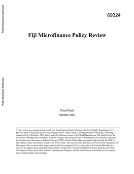 Fiji Microfinance Policy Review