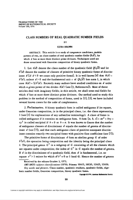 Class Numbers of Real Quadratic Number Fields