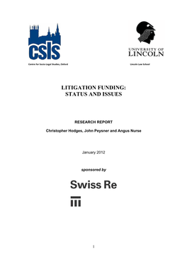 Litigation Funding: Status and Issues