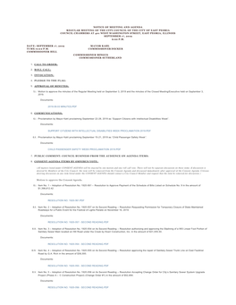 Notice of Meeting and Agenda Regular Meeting of the City Council of the City of East Peoria Council Chambers at 401 West Washing