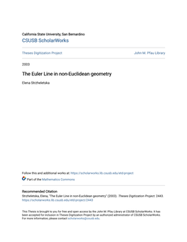 The Euler Line in Non-Euclidean Geometry