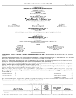 Virgin Galactic Holdings, Inc. (Exact Name of Registrant As Specified in Its Charter)