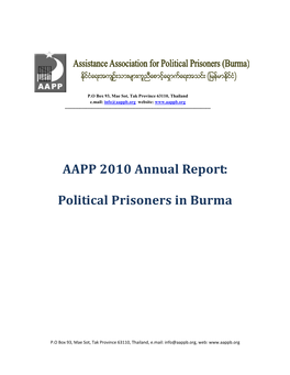 AAPP 2010 Annual Report: Political Prisoners in Burma