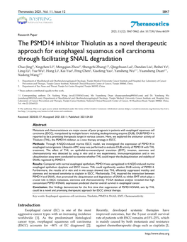 Theranostics the PSMD14 Inhibitor Thiolutin As a Novel Therapeutic