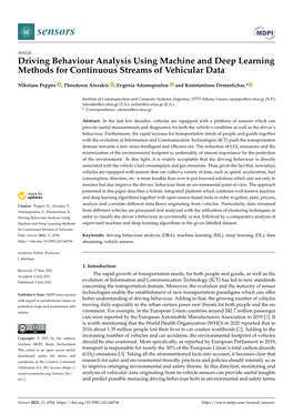 Driving Behaviour Analysis Using Machine and Deep Learning Methods for Continuous Streams of Vehicular Data