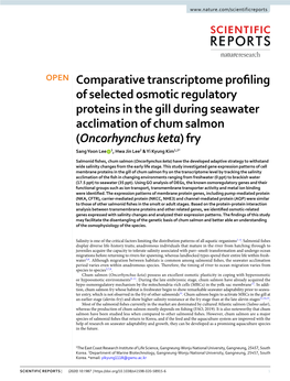 Comparative Transcriptome Profiling of Selected Osmotic Regulatory Proteins in the Gill During Seawater Acclimation of Chum Salm