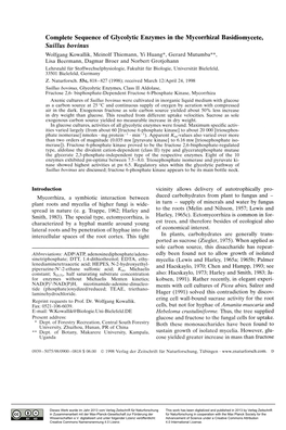 Complete Sequence of Glycolytic Enzymes in the Mycorrhizal