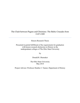 The Clash Between Pagans and Christians: the Baltic Crusades from 1147-1309