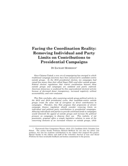 Removing Individual and Party Limits on Contributions to Presidential Campaigns