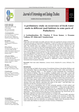 A Preliminary Study on Occurrence of Fresh Water Snails in Different Snail