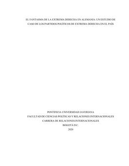 El Fantasma De La Extrema Derecha En Alemania: Un Estudio De Caso De Los Partidos Políticos De Extrema Derecha En El País