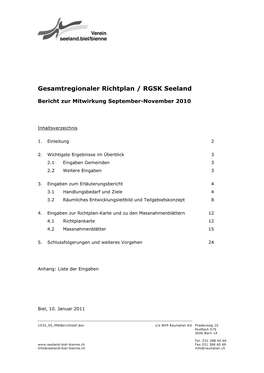 Gesamtregionaler Richtplan / RGSK Seeland