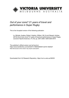 Out of Your Zone? 21 Years of Travel and Performance in Super Rugby