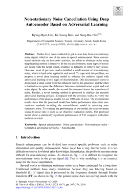 Non-Stationary Noise Cancellation Using Deep Autoencoder Based on Adversarial Learning