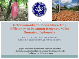 Determinants of Cocoa Marketing Efficiency in Pasaman Regency, West Sumatra, Indonesia