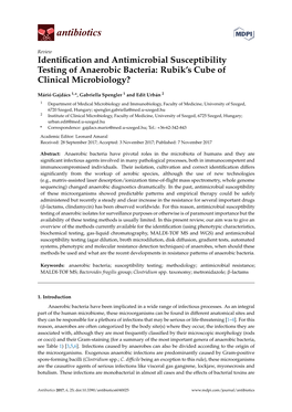 Identification and Antimicrobial Susceptibility Testing of Anaerobic