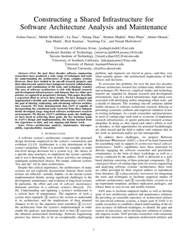 Constructing a Shared Infrastructure for Software Architecture Analysis and Maintenance