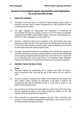 Review of Levy/Import/Export Opportunities and Implications for a Net Zero Isle of Man