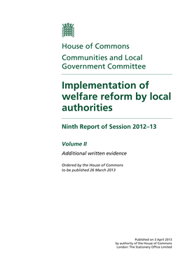 Implementation of Welfare Reform by Local Authorities