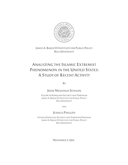 Analyzing the Islamic Extremist Phenomenon in the United States: a Study of Recent Activity