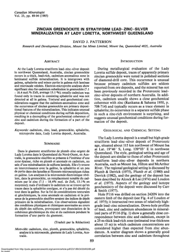 Zincian Greenockite in Stratiform