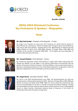 MENA-OECD Ministerial Conference Key Participants & Speakers